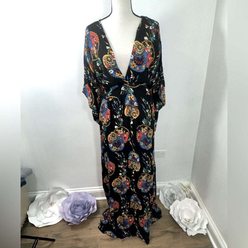Trashy Diva Black Maxi Dress with Multicolor Paisley Print